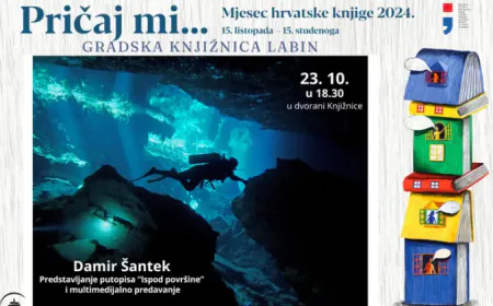 Damir Šantek u Gradskoj knjižnici Labin predstavlja prvi hrvatski ronilački putopis „Ispod površine“